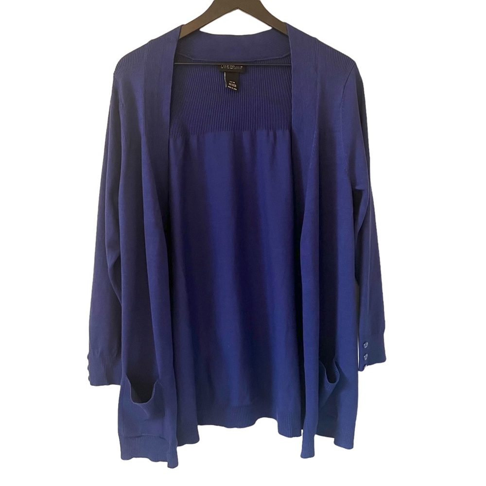 Lane Bryant 14/16 Blue Open Front Long Sleeve Cardigan Sweater